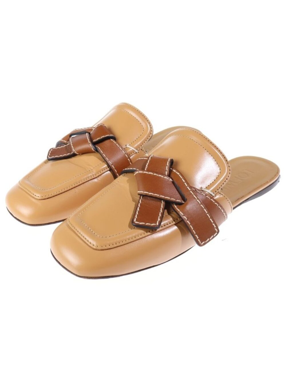 Loewe Gate Leather Mules Flat Shoes Brown